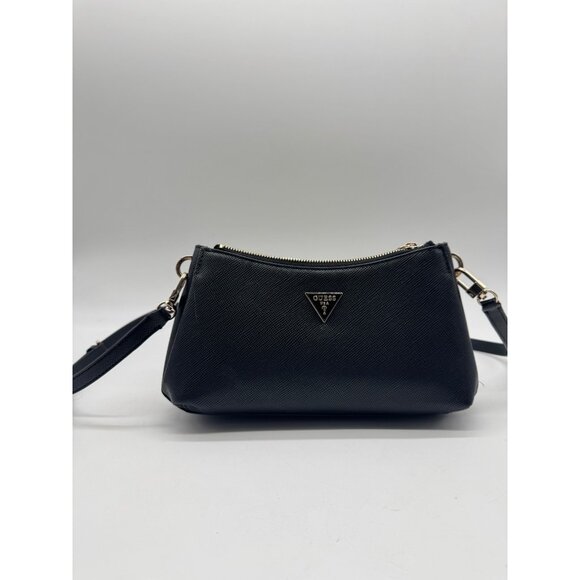 GUESS Noelle triple compartment faux-leather women's small crossbody bag - Black - Picture 8 of 12